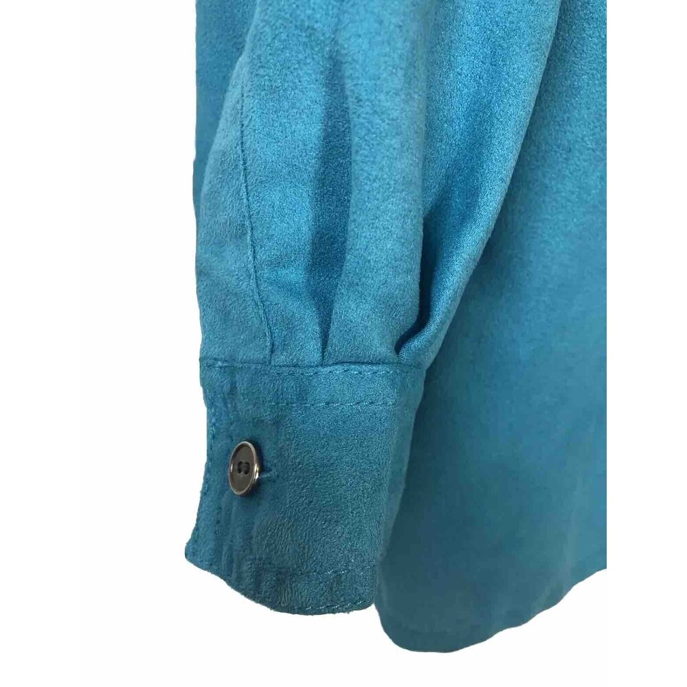 Chico Size 0 Soft Long Sleeve Button-Up Shirt Women No Iron Teal Blue